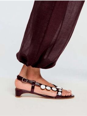 Naguisa Embellished Burgundy Slingback Sandals — Sold out online on Garmentory.